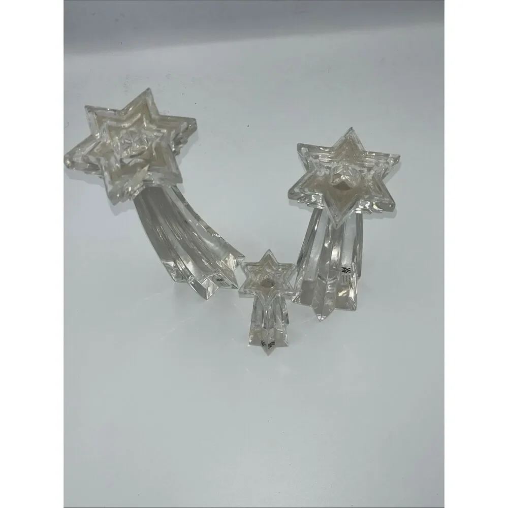 Set Of 3 WMF Germany Shooting Star 24% Lead Crystal Candle Holders 8,6,4
